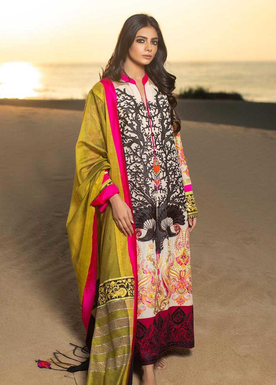 Zunuj Embroidered Cotton Net Unstitched 3 Piece Suit ZKCN- 05
