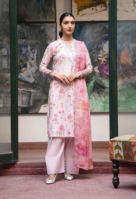 Mishaal by Gulljee Embroidered Lawn 3 piece Unstitched Dress - GJM11 - A05 - Summer Collection