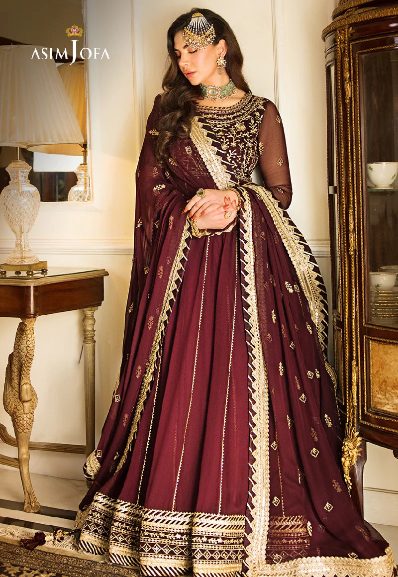 Asim Jofa Zari Sitara Embroidered Chiffon Unstitched 2 Piece Dress - AJZS 05