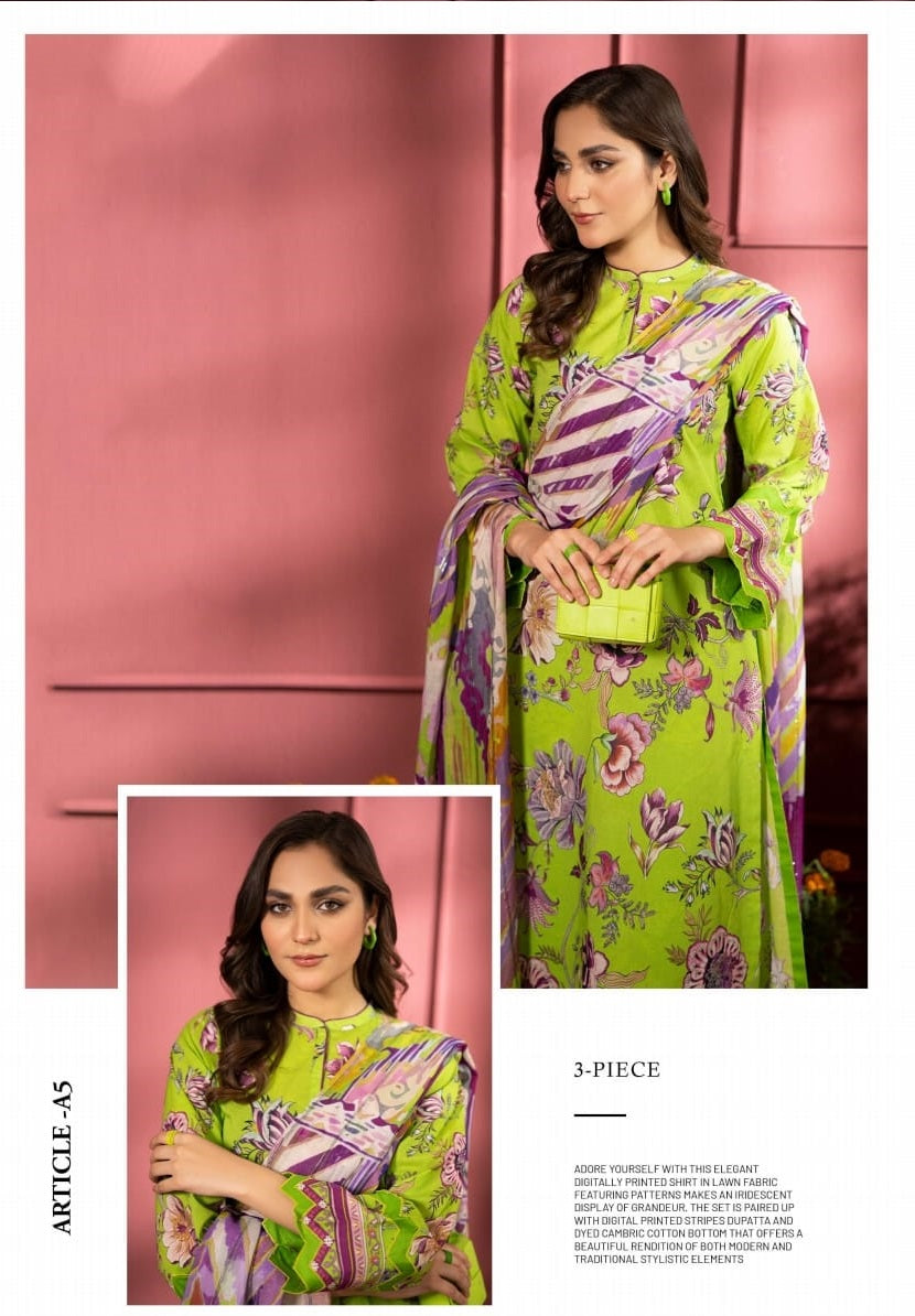 Pairoz by GJC Printed Lawn 3 piece Unstitched dress - PGJ-A05