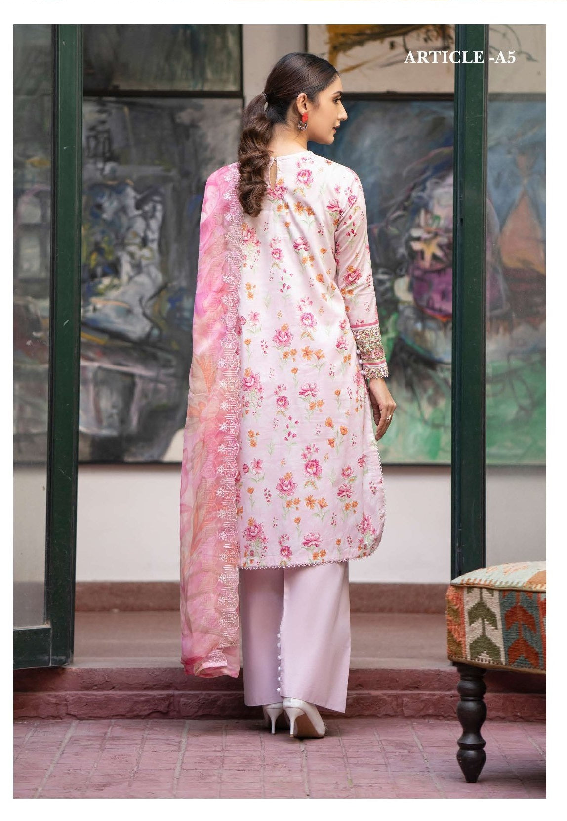 Mishaal by Gulljee Embroidered Lawn 3 piece Unstitched Dress - GJM11 - A05 - Summer Collection