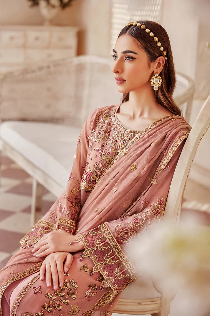 Emaan Adeel Embroidered Chiffon 3 piece Unstitched Dress - LX 05