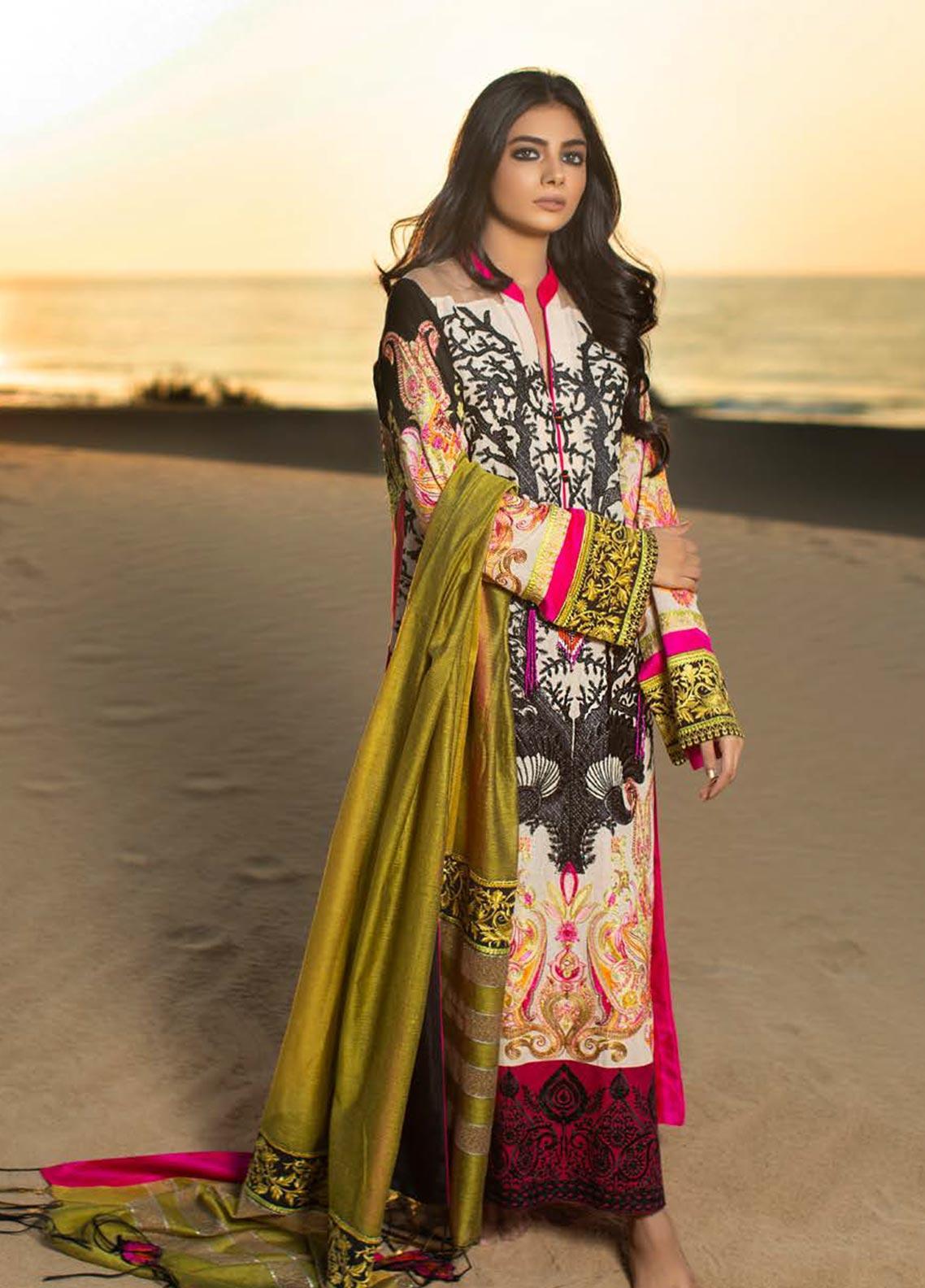 Zunuj Embroidered Cotton Net Unstitched 3 Piece Suit ZKCN- 05