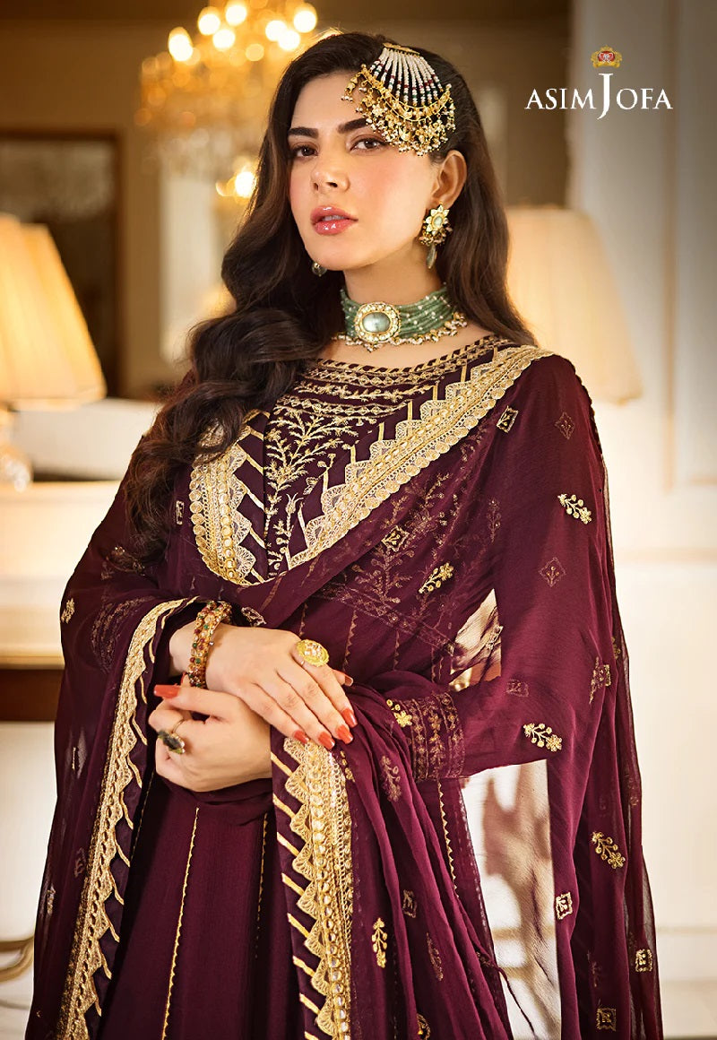Asim Jofa Zari Sitara Embroidered Chiffon Unstitched 2 Piece Dress - AJZS 05