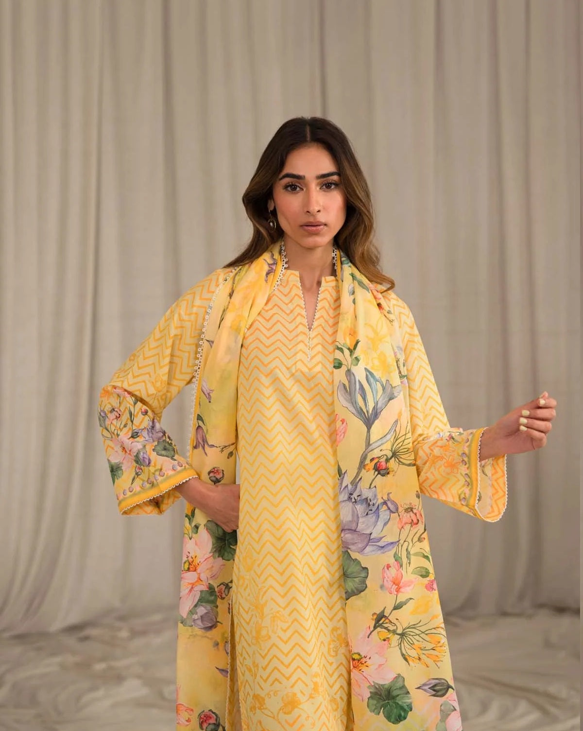 Sahar Printed Lawn Suits Unstitched 3 Piece SHR-S24-PL-V1-05 - Summer Collection