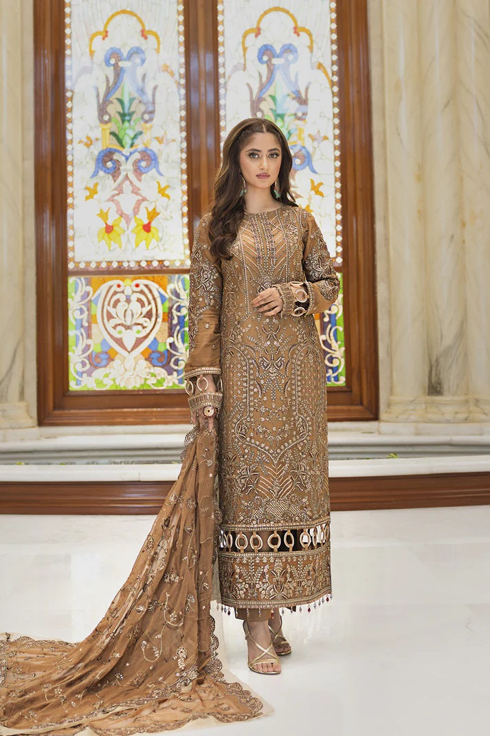Ishq Aatish by Emaan Adeel Embroidered Chiffon Suits Unstitched 3 Piece EA23IA-05 Hana - Luxury Collection