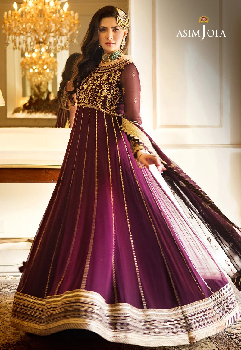 Asim Jofa Zari Sitara Embroidered Chiffon Unstitched 2 Piece Dress - AJZS 05