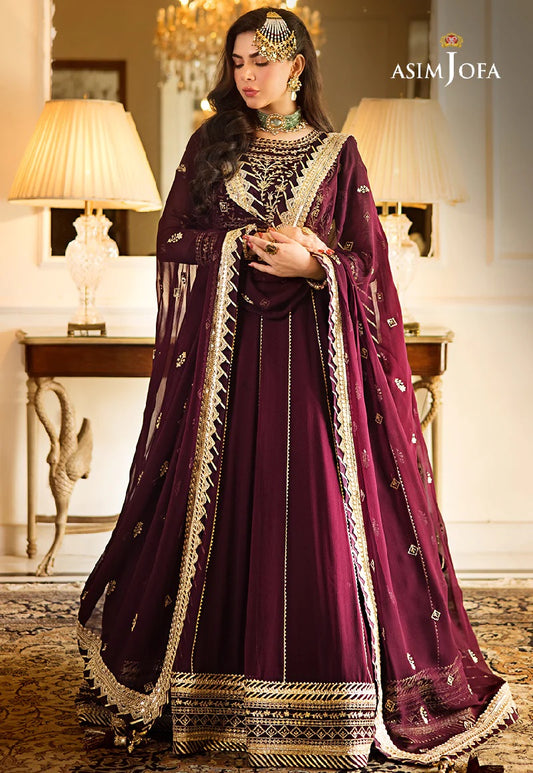 Asim Jofa Zari Sitara Embroidered Chiffon Unstitched 2 Piece Dress - AJZS 05