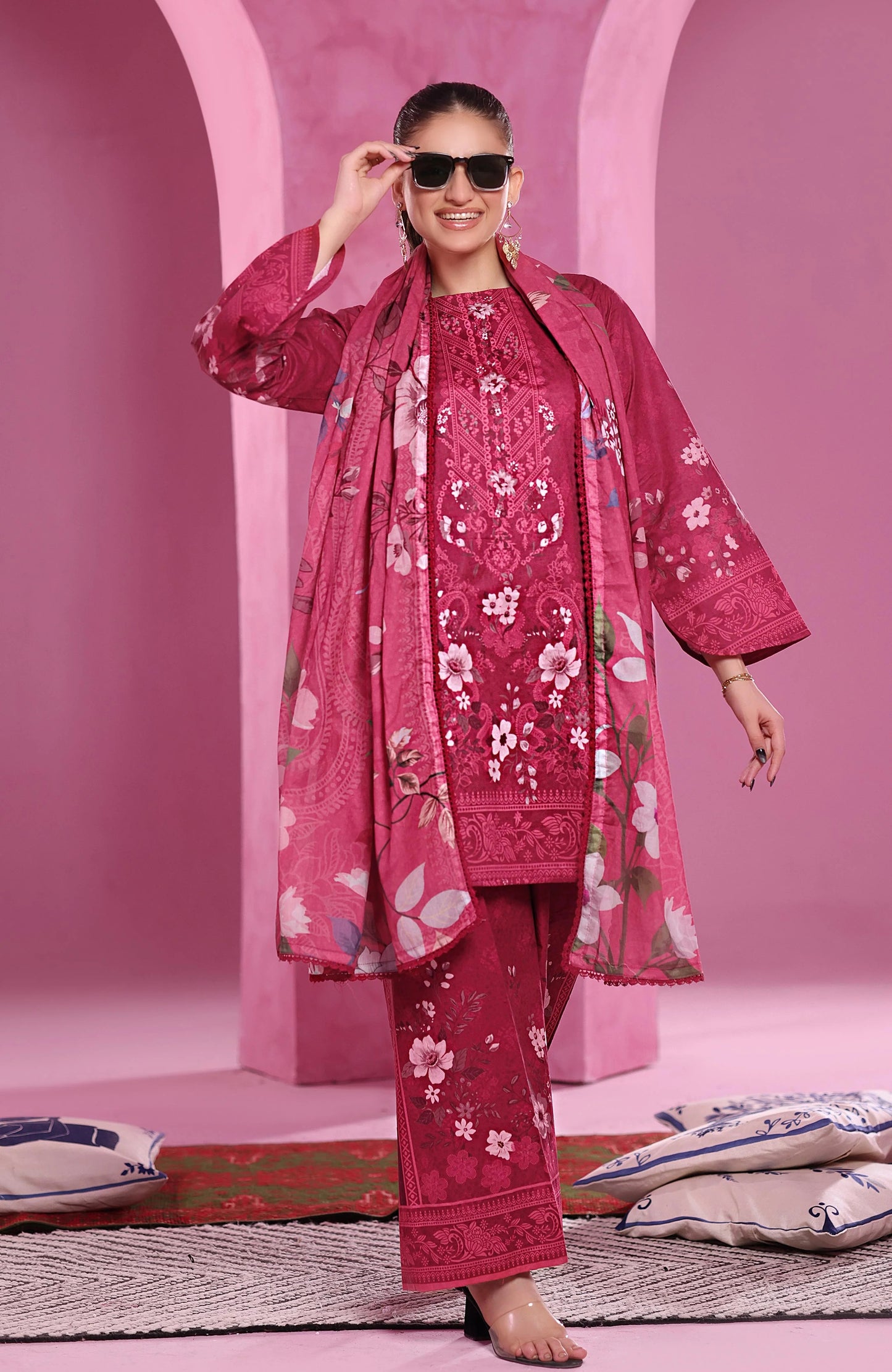 Coco Cords by Alzohaib Printed Cambric 3pc Dress Unstitched - CCC2-2506