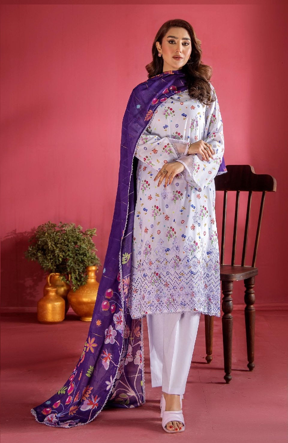 Evelyn by Gulljee Embroidered Lawn 3 piece Unstitched Dress - EVL3P2506