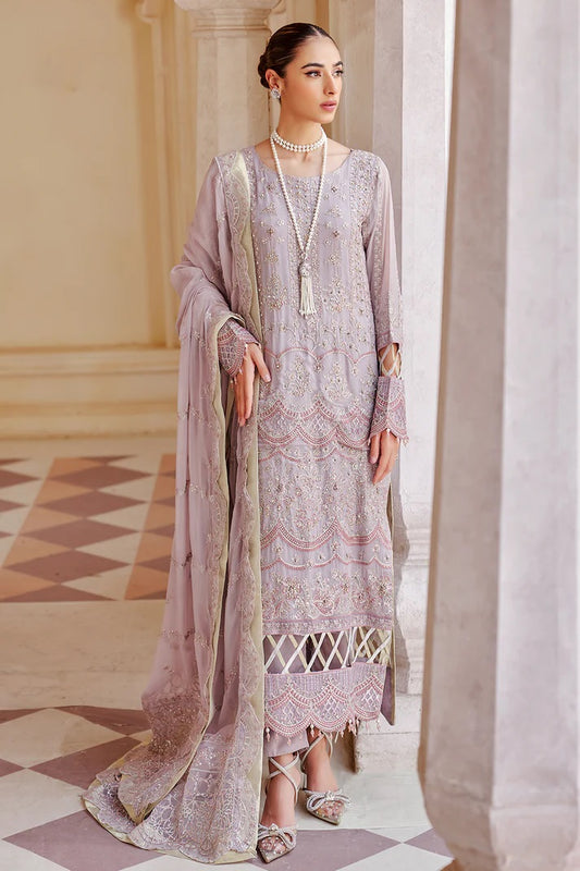 Emaan Adeel Embroidered Chiffon 3 piece Unstitched Dress - LX 06