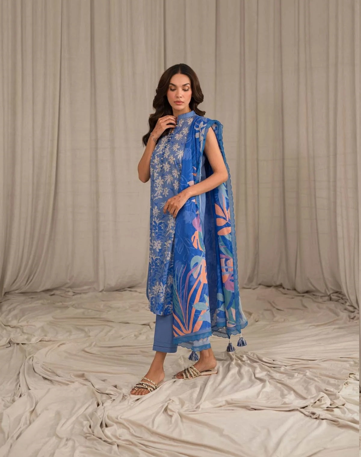 Sahar Printed Lawn Suits Unstitched 3 Piece SHR-S24-PL-V1-06 - Summer Collection