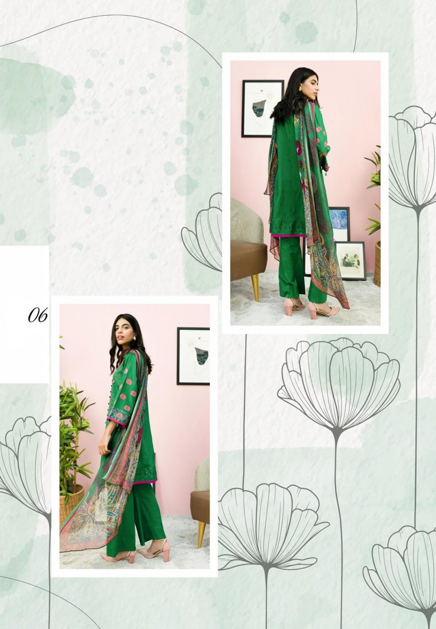 Blossom by Riaz Art Embroidered Slub Lawn 3pc Unstitched Dress - 06