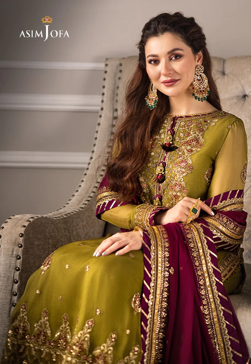 Asim Jofa Zari Sitara Embroidered Chiffon Unstitched 3 Piece Dress - AJZS 06