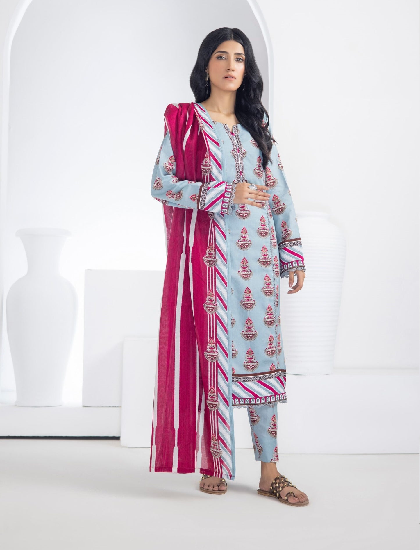 Identic Separates Printed Lawn 3 piece Unstitched dress - IDS-10-06 - Summer Collection