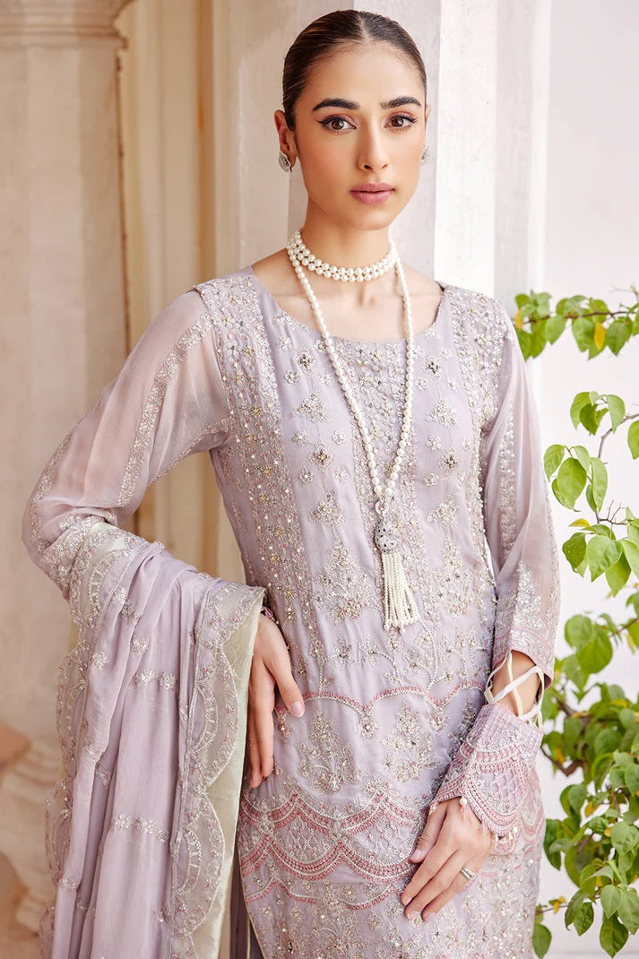 Emaan Adeel Embroidered Chiffon 3 piece Unstitched Dress - LX 06