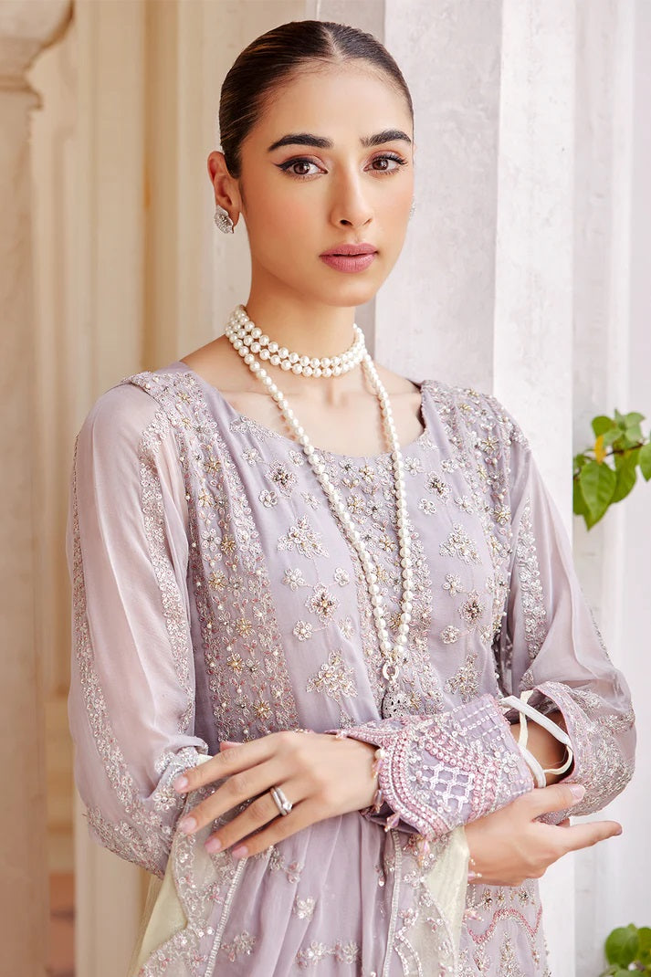 Emaan Adeel Embroidered Chiffon 3 piece Unstitched Dress - LX 06