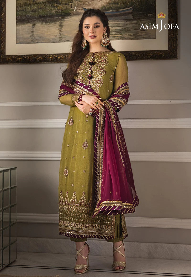 Asim Jofa Zari Sitara Embroidered Chiffon Unstitched 3 Piece Dress - AJZS 06