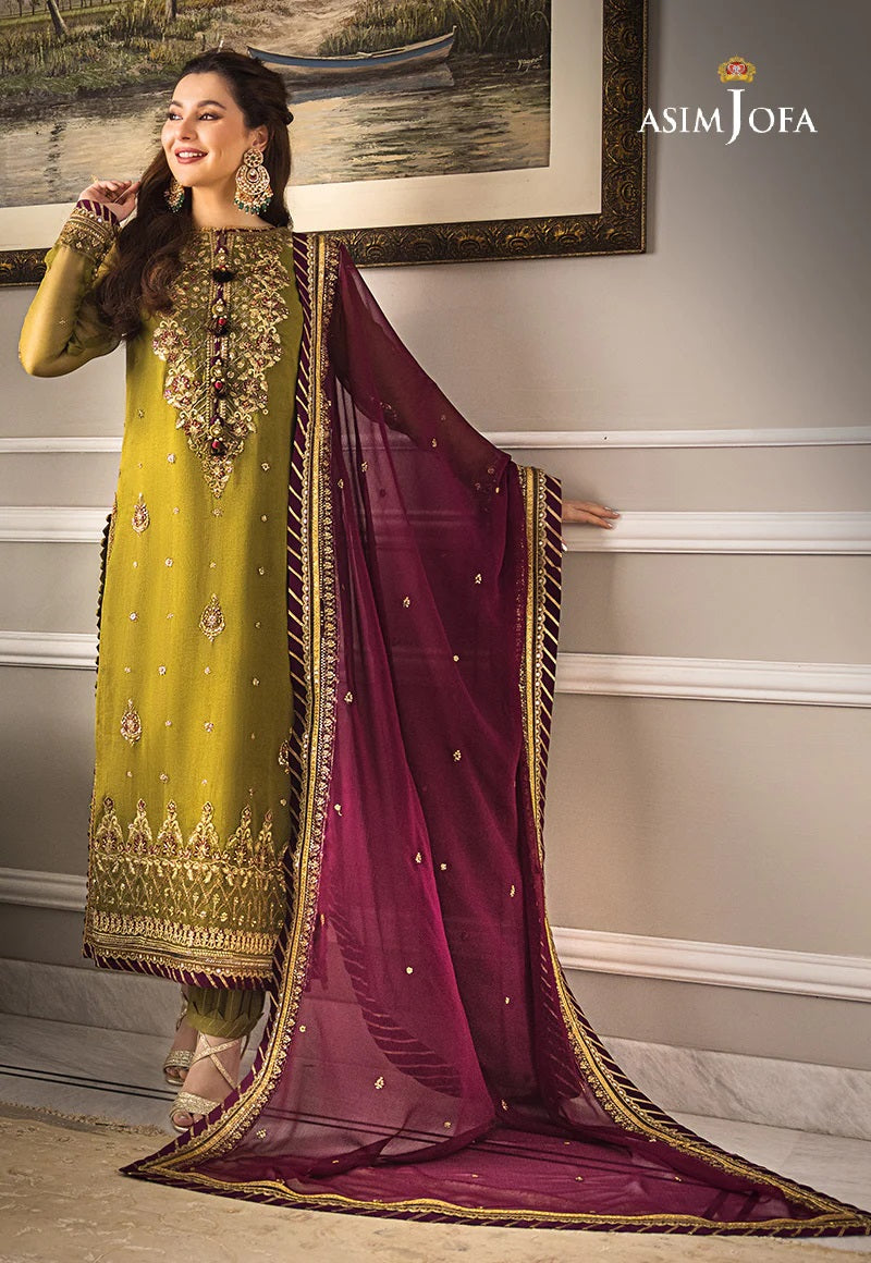 Asim Jofa Zari Sitara Embroidered Chiffon Unstitched 3 Piece Dress - AJZS 06