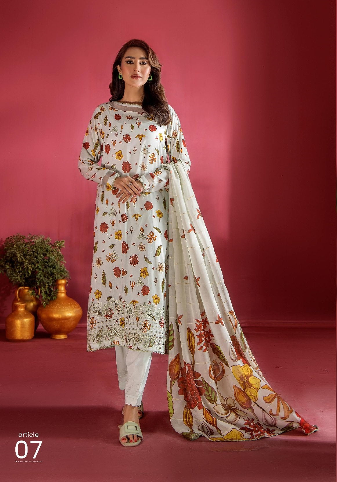Evelyn by Gulljee Embroidered Lawn 3 piece Unstitched Dress - EVL3P2507