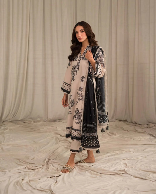 Sahar Printed Lawn Suits Unstitched 3 Piece SHR-S24-PL-V1-07 - Summer Collection