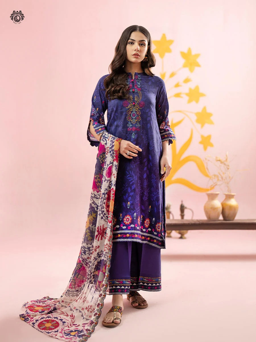 Rang Pasand by Gulljee Embroidered Lawn Unstitched 3 Piece Dress - GRP2406A7
