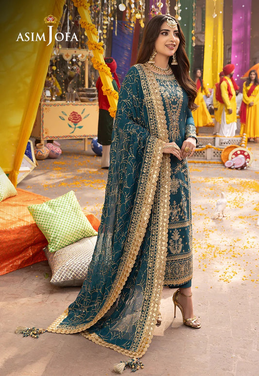 Chamak Damak by Asim Jofa Embroidered Suits Unstitched 3 Piece AJCD-07 - Festive Collection