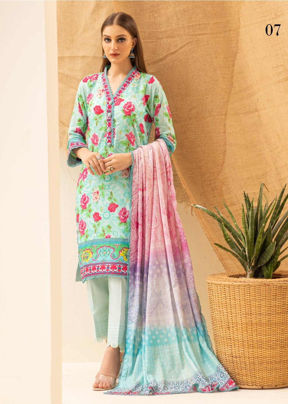 Colors by Al Zohaib Printed Lawn Suits Unstitched 3 Piece CSD-23-07 - Summer Collection