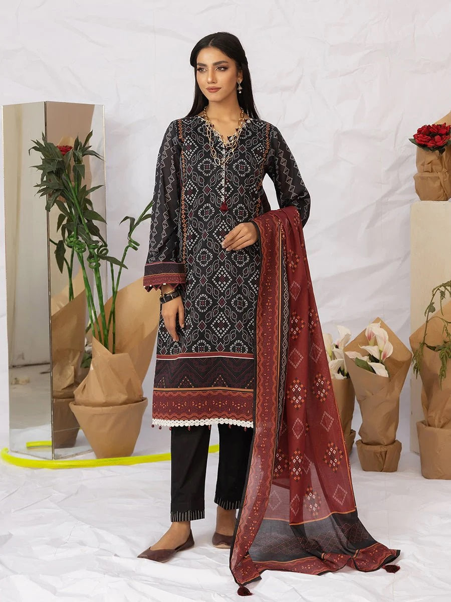 Aghaaz by Salitex Printed Lawn Dress 3 Piece Unstitched - UNS23AC007UT