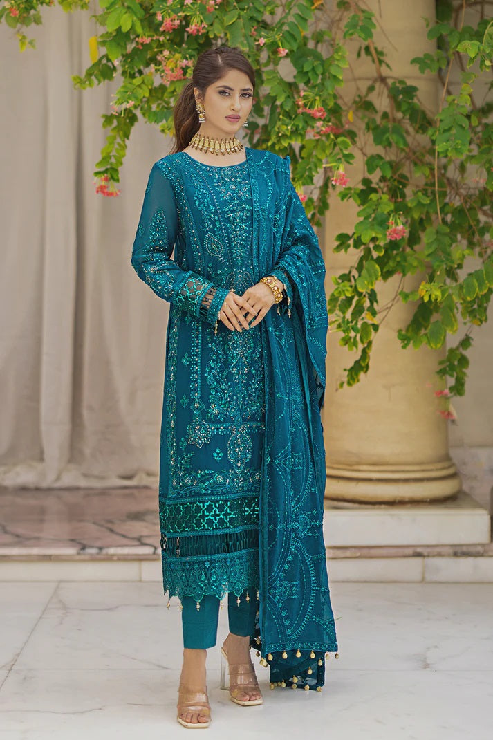 Ishq Aatish by Emaan Adeel Embroidered Chiffon Suits Unstitched 3 Piece EA23IA-07 Fareeda - Luxury Collection