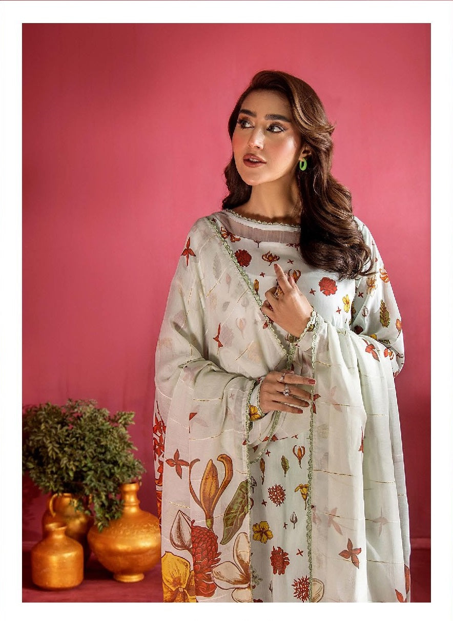 Evelyn by Gulljee Embroidered Lawn 3 piece Unstitched Dress - EVL3P2507