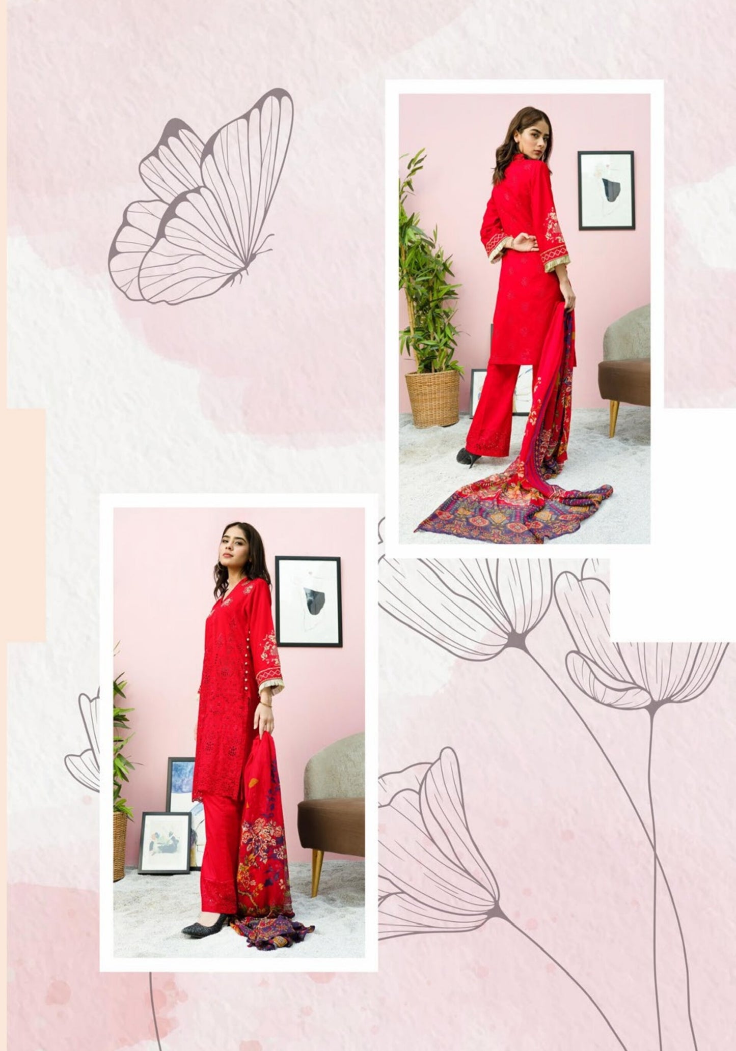 Blossom by Riaz Art Embroidered Slub Lawn 3pc Unstitched Dress - 07