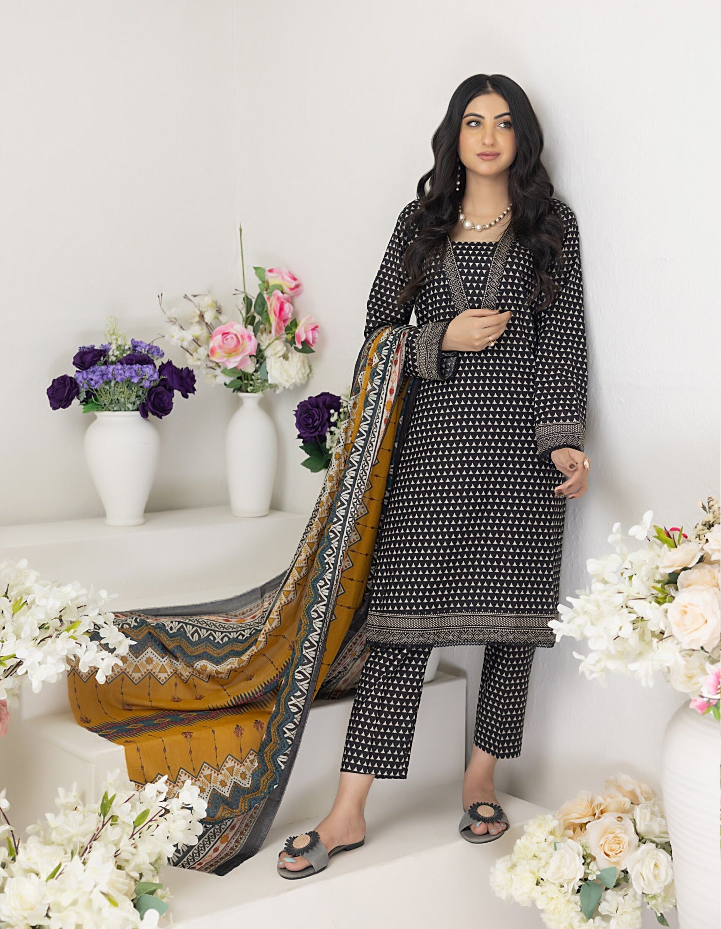 Identic Separates Printed Lawn 3 piece Unstitched dress - IDS-10-07 - Summer Collection