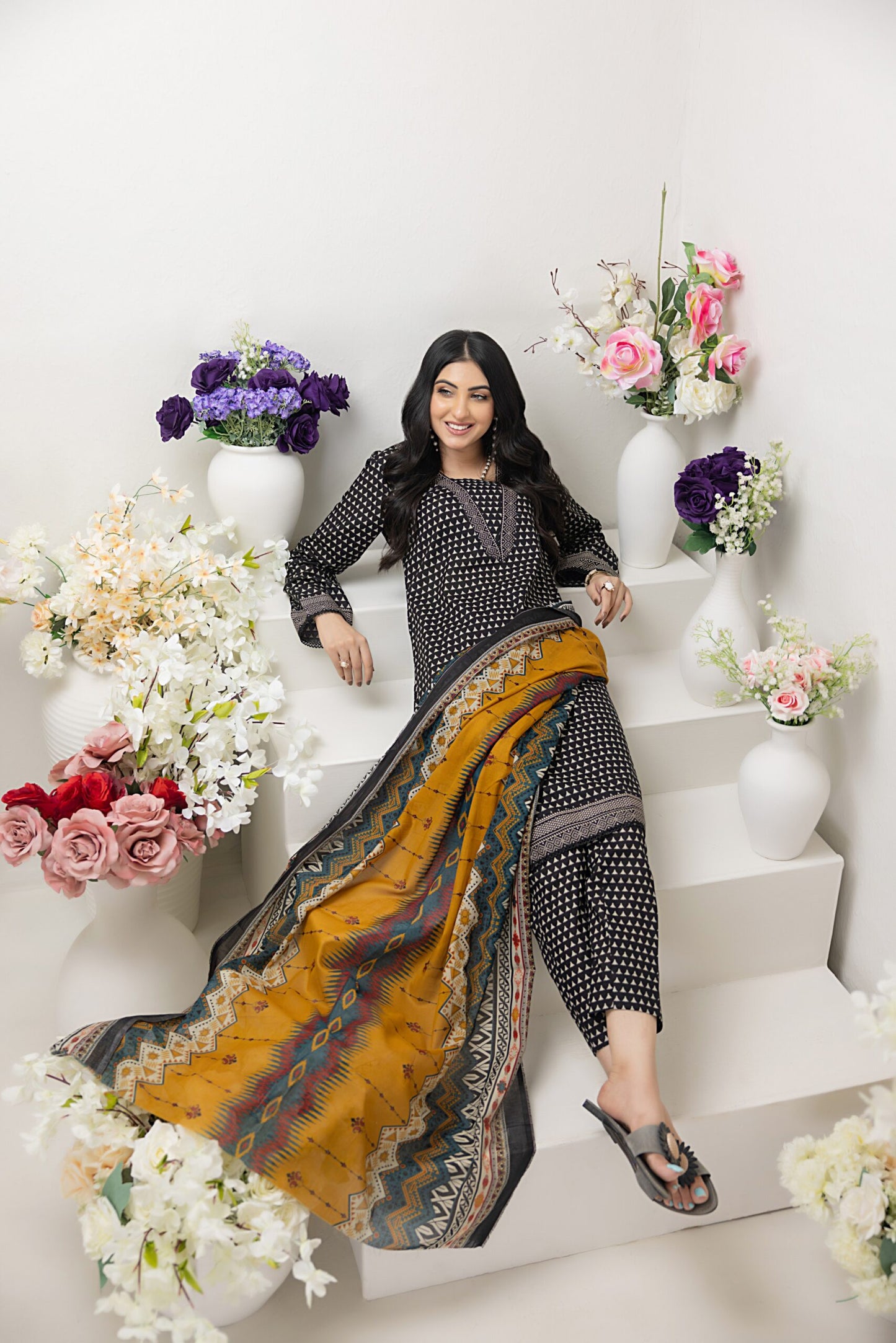 Identic Separates Printed Lawn 3 piece Unstitched dress - IDS-10-07 - Summer Collection