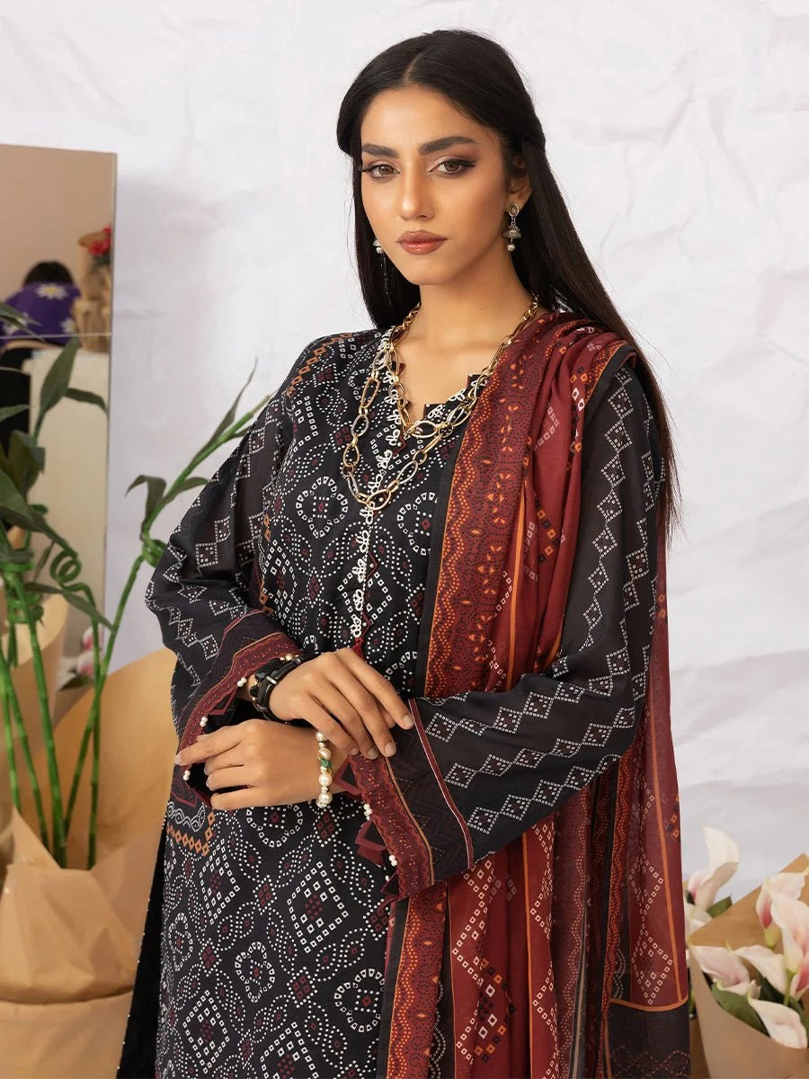 Aghaaz by Salitex Printed Lawn Dress 3 Piece Unstitched - UNS23AC007UT