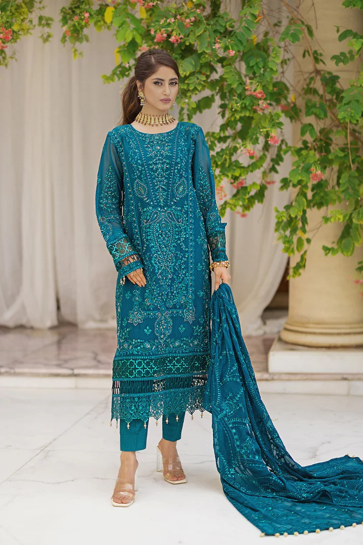 Ishq Aatish by Emaan Adeel Embroidered Chiffon Suits Unstitched 3 Piece EA23IA-07 Fareeda - Luxury Collection