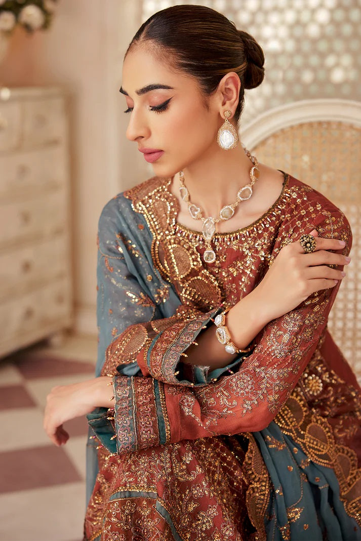Emaan Adeel Embroidered Chiffon 3 piece Unstitched Dress - LX 07