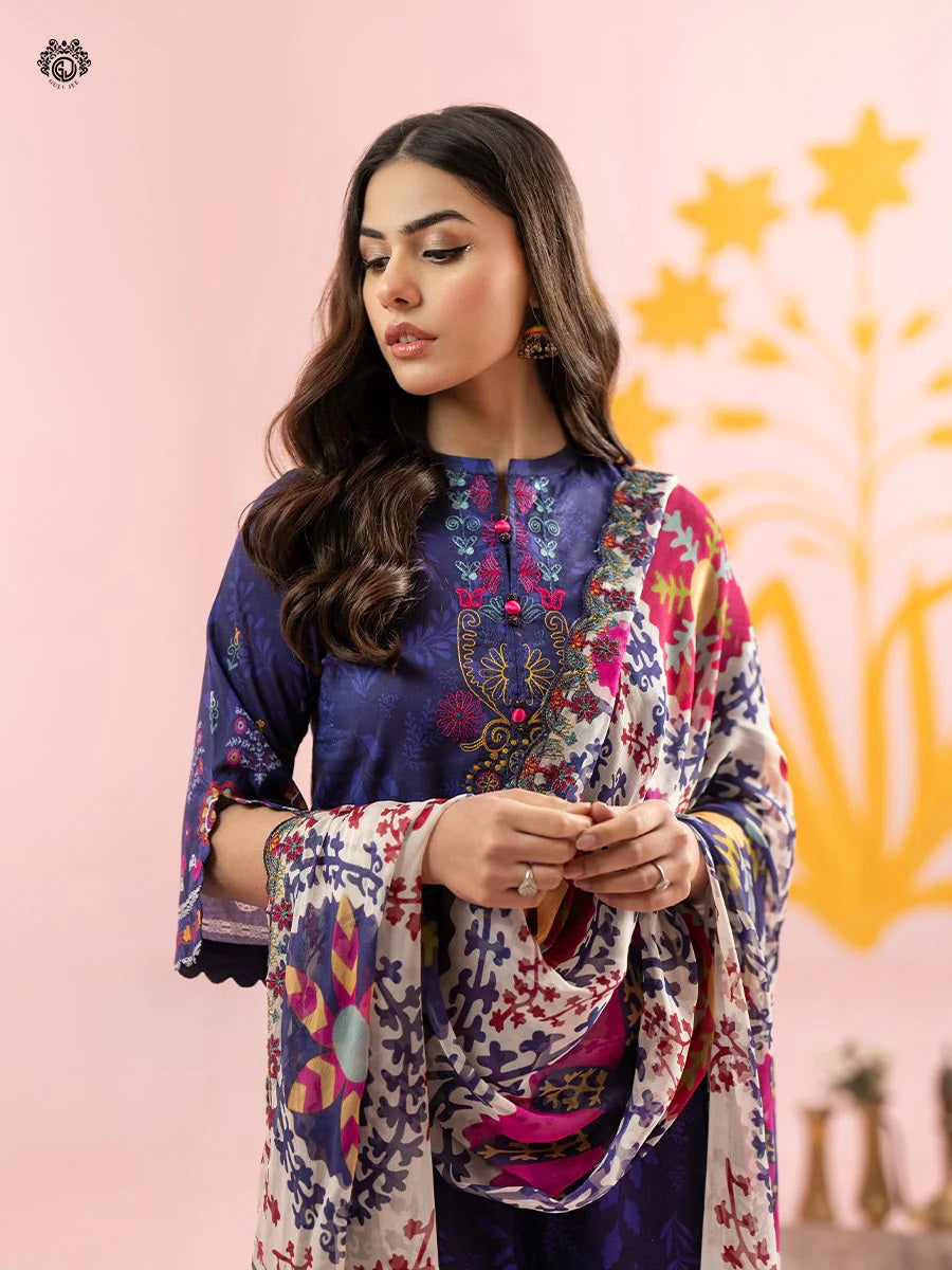 Rang Pasand by Gulljee Embroidered Lawn Unstitched 3 Piece Dress - GRP2406A7