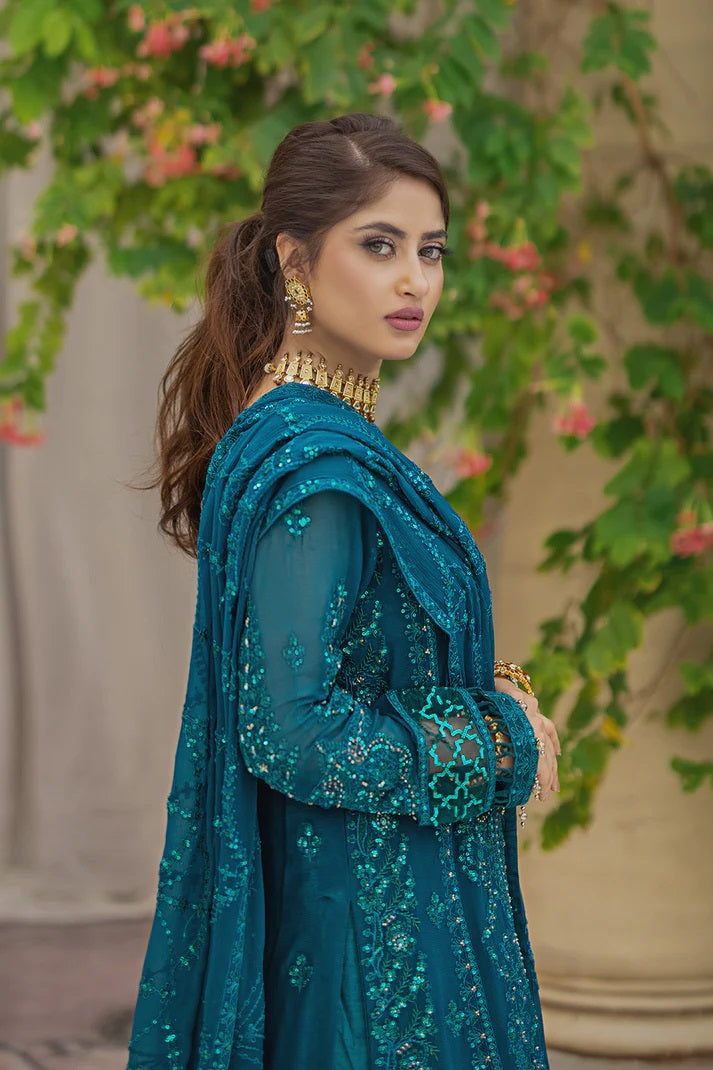 Ishq Aatish by Emaan Adeel Embroidered Chiffon Suits Unstitched 3 Piece EA23IA-07 Fareeda - Luxury Collection
