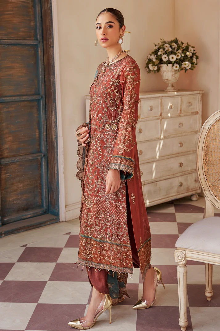 Emaan Adeel Embroidered Chiffon 3 piece Unstitched Dress - LX 07