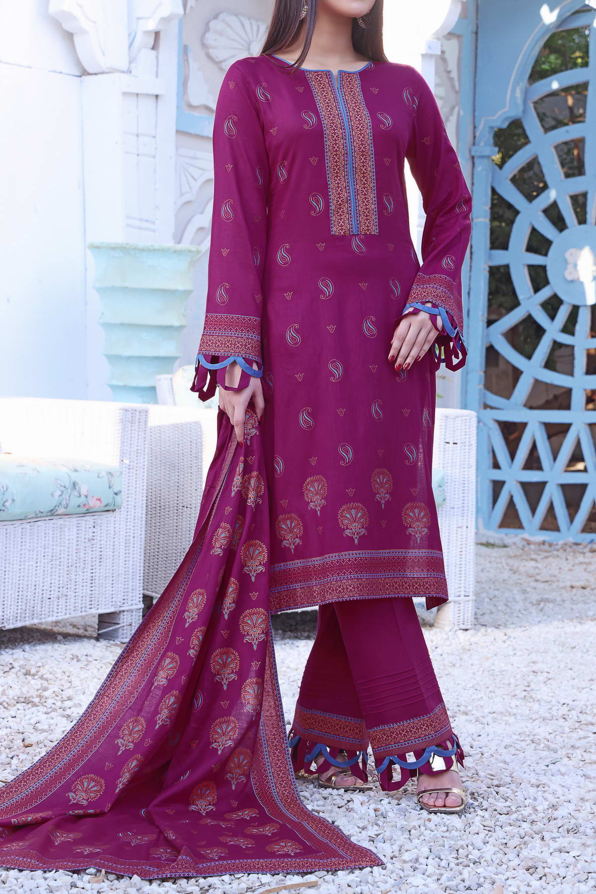 Daman By VS Textiles Printed Lawn Suits Unstitched 3 Piece VS23-807-A - Summer Collection