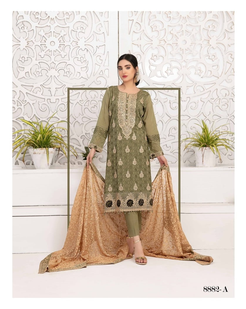 Ophelia by Tawakkal Chikankari Lawn 3pc Semi Stitched Dress - D-8882a