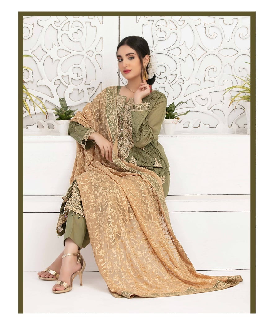 Ophelia by Tawakkal Chikankari Lawn 3pc Semi Stitched Dress - D-8882a