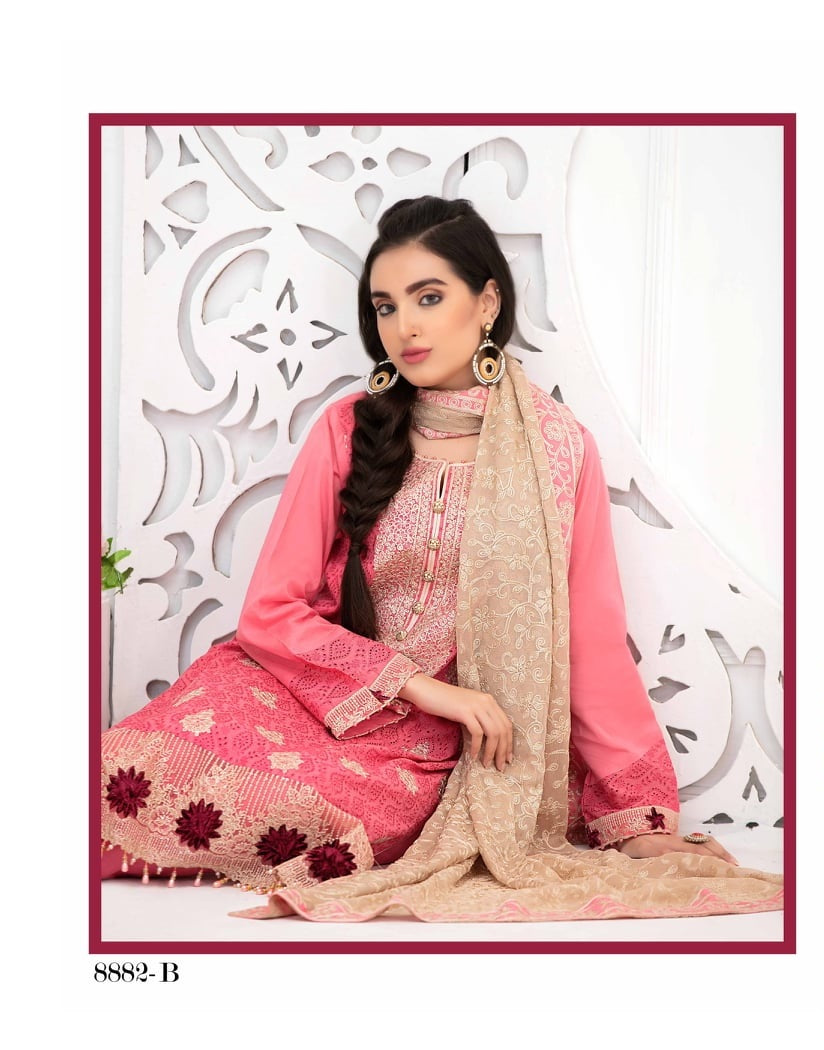 Ophelia by Tawakkal Chikankari Lawn 3pc Semi Stitched Dress - D-8882b