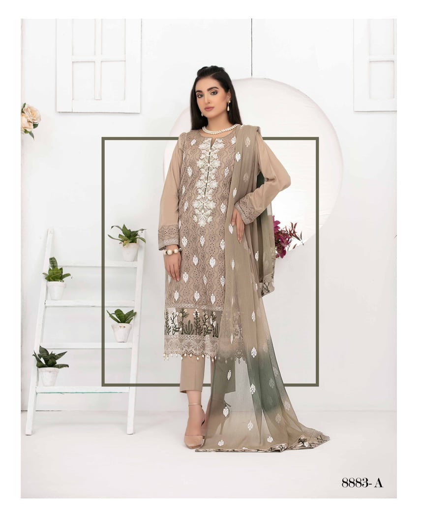 Ophelia by Tawakkal Chikankari Lawn 3pc Semi Stitched Dress - D-8883a