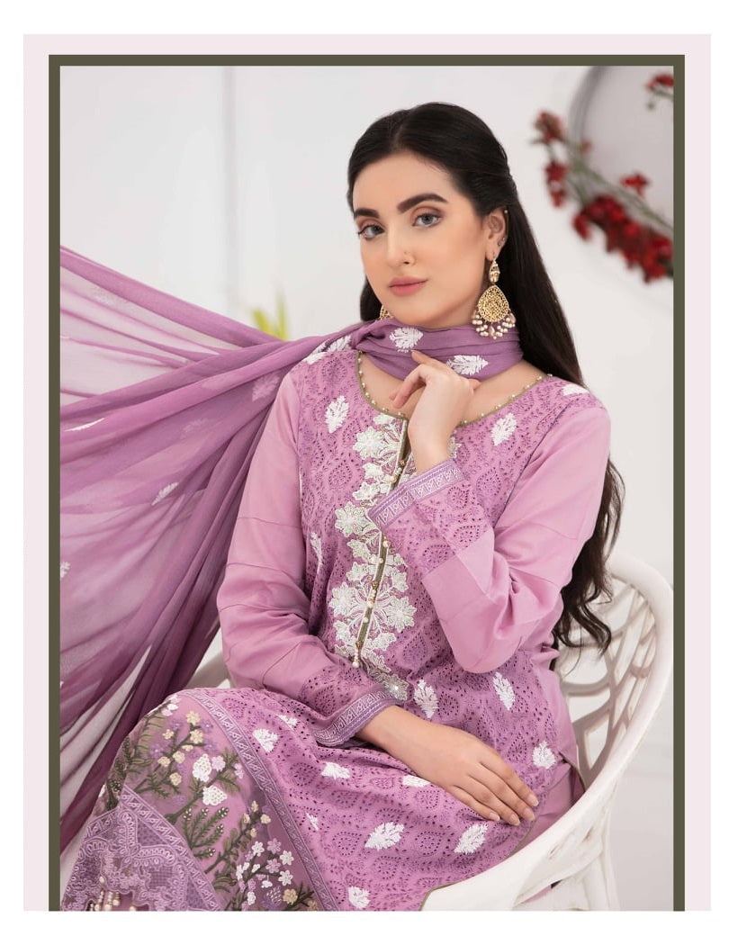 Ophelia by Tawakkal Chikankari Lawn 3pc Semi Stitched Dress - D-8883b