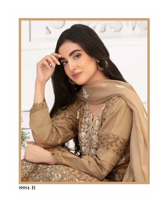 Ophelia by Tawakkal Chikankari Lawn 3pc Semi Stitched Dress - D-8884b