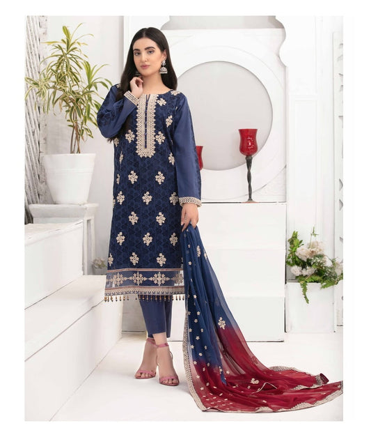 Ophelia by Tawakkal Chikankari Lawn 3pc Semi Stitched Dress - D-8885b