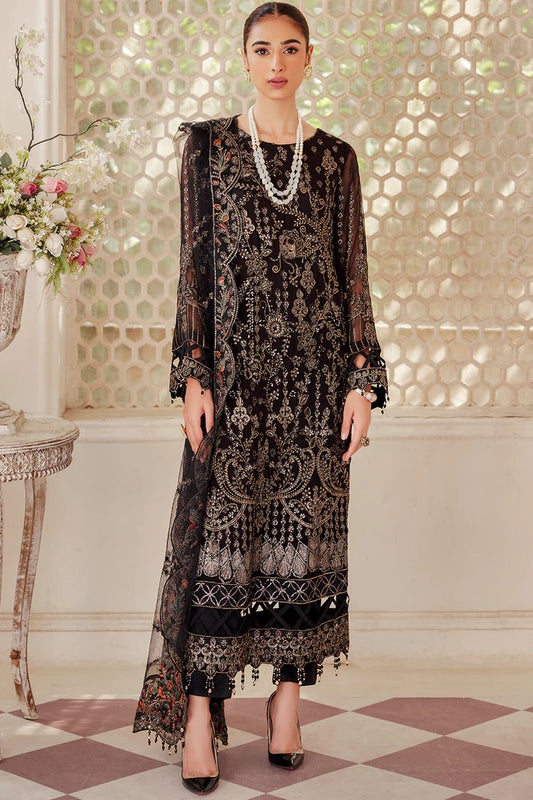 Emaan Adeel Embroidered Chiffon 3 piece Unstitched Dress - LX 08