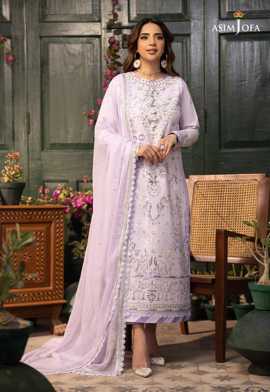 Zarq Barq By Asim Jofa Embroidered Suits Unstitched 3 Piece AJZB-08 - Eid Collection